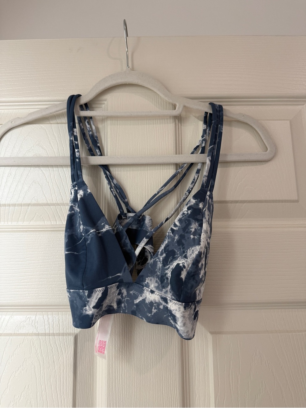 PINK Victoria's Secret Blue Tie-Dye Strappy Sports Bralette